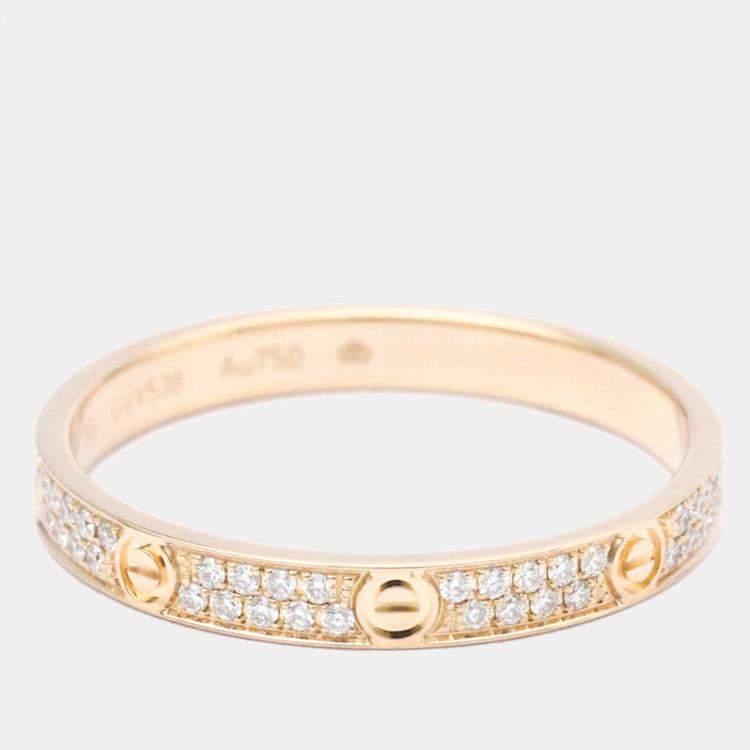 Pre Owned Cartier Love Pave 18K Rose Gold Diamond Ring EU 55