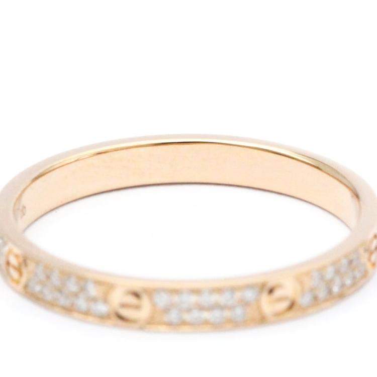 Pre Owned Cartier Love Pave 18K Rose Gold Diamond Ring EU 55