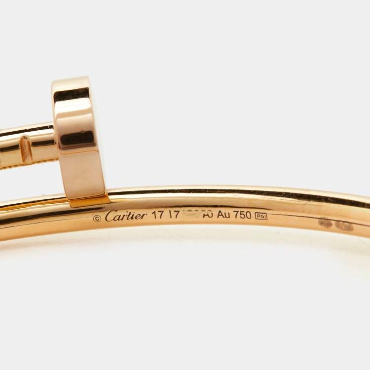 Pre Owned Cartier Juste Un Clou 18k Rose Gold Small Model Bracelet 17