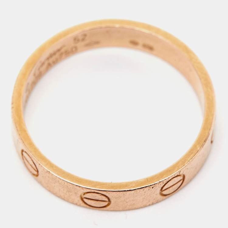 مملوكة مسبقًا Cartier Love 18k Rose Gold Wedding Band Ring Size 52