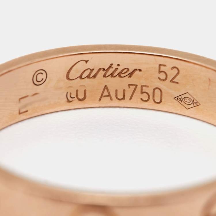 مملوكة مسبقًا Cartier Love 18k Rose Gold Wedding Band Ring Size 52