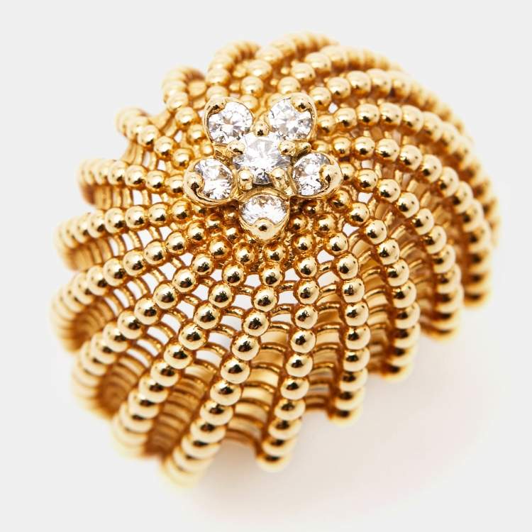 مملوكة مسبقًا Cartier Cactus De Cartier Diamonds 18k Yellow Gold Ring Size 54
