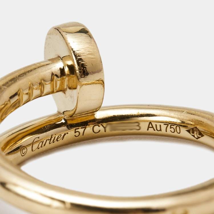 Pre Owned Cartier Juste Un Clou 18k Yellow Gold Ring Size 57