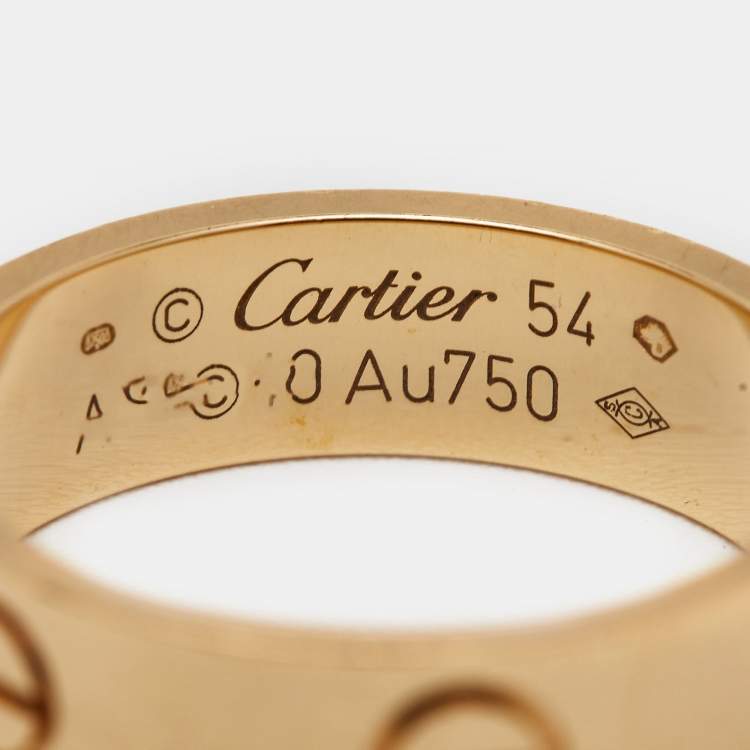 Pre Owned Cartier Love 18k Yellow Gold Band Ring Size 54