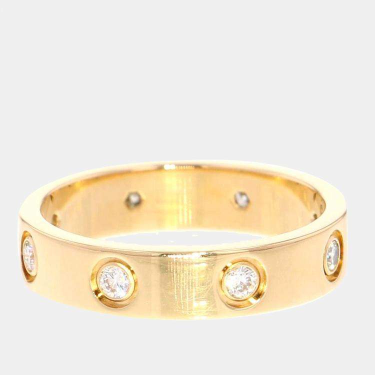 Pre Owned Cartier Love 18K Yellow Gold Diamond Ring EU 49