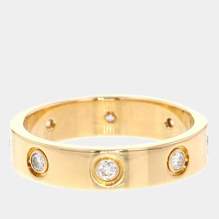 Pre Owned Cartier Love 18K Yellow Gold Diamond Ring EU 49