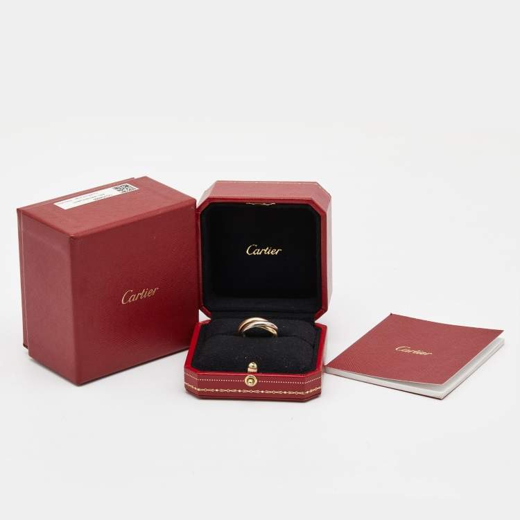 Pre Owned Cartier Trinity Classic 18k Three Tone Gold Ring Size 55