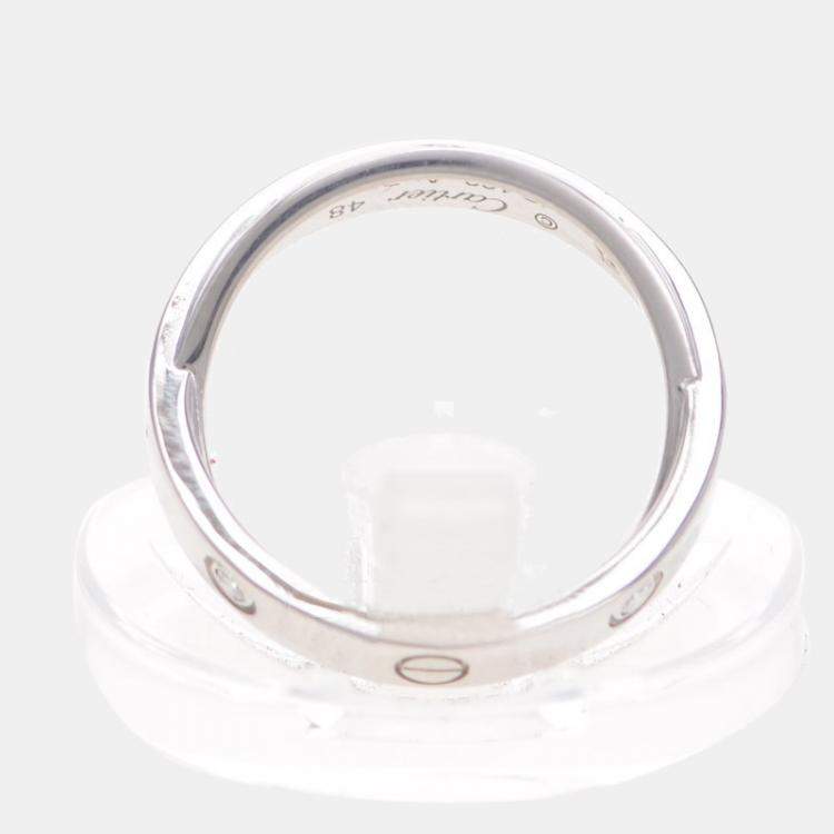 Pre Owned Cartier Love Interlocking 18K White Gold Diamond Ring EU 48