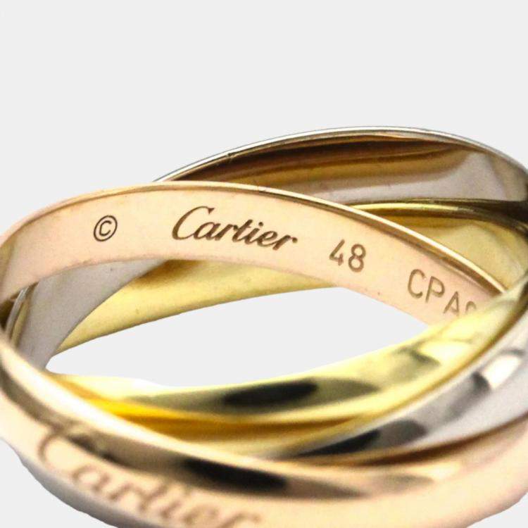 Pre Owned Cartier Trinity 18K Yellow Rose and White Gold Ring EU 48