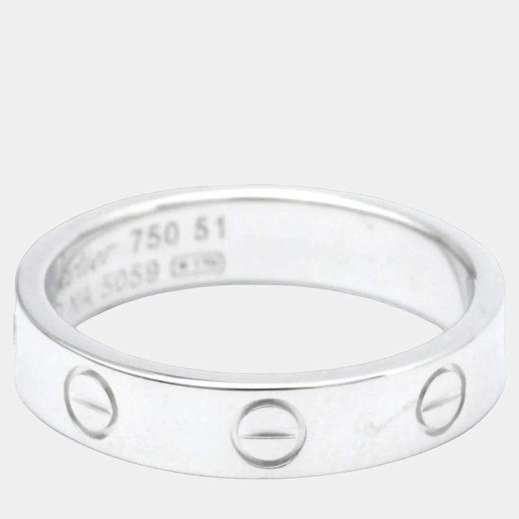 Pre Owned Cartier Love 18K White Gold Diamond Ring EU 51