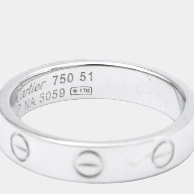 Pre Owned Cartier Love 18K White Gold Diamond Ring EU 51