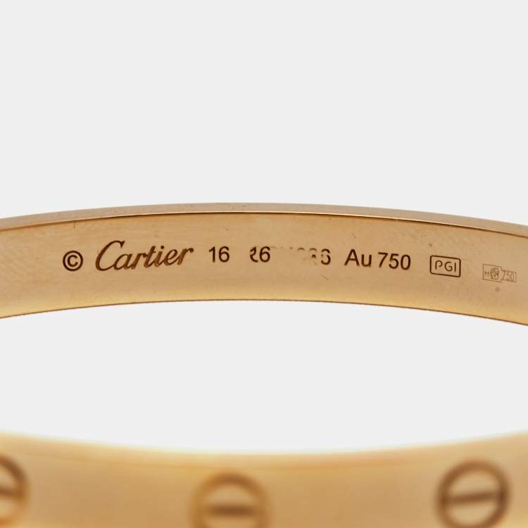 Pre Owned Cartier Love 18k Yellow Gold Bracelet 16