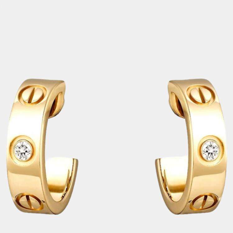Cartier 18k Yellow Gold Love Hoop Earrings REF : B8028200