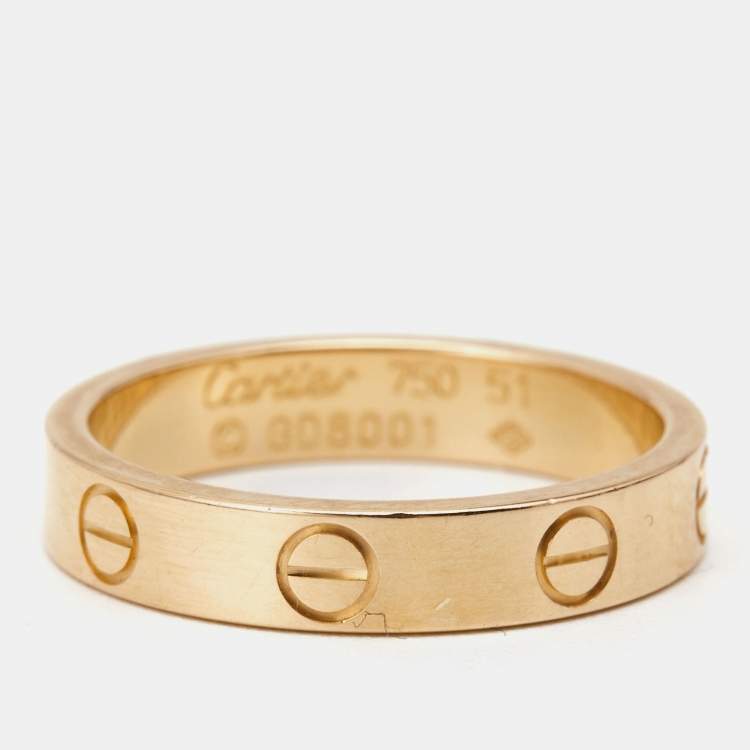 Pre Owned Cartier Love 18K Rose Gold Narrow Wedding Band Ring Size 51