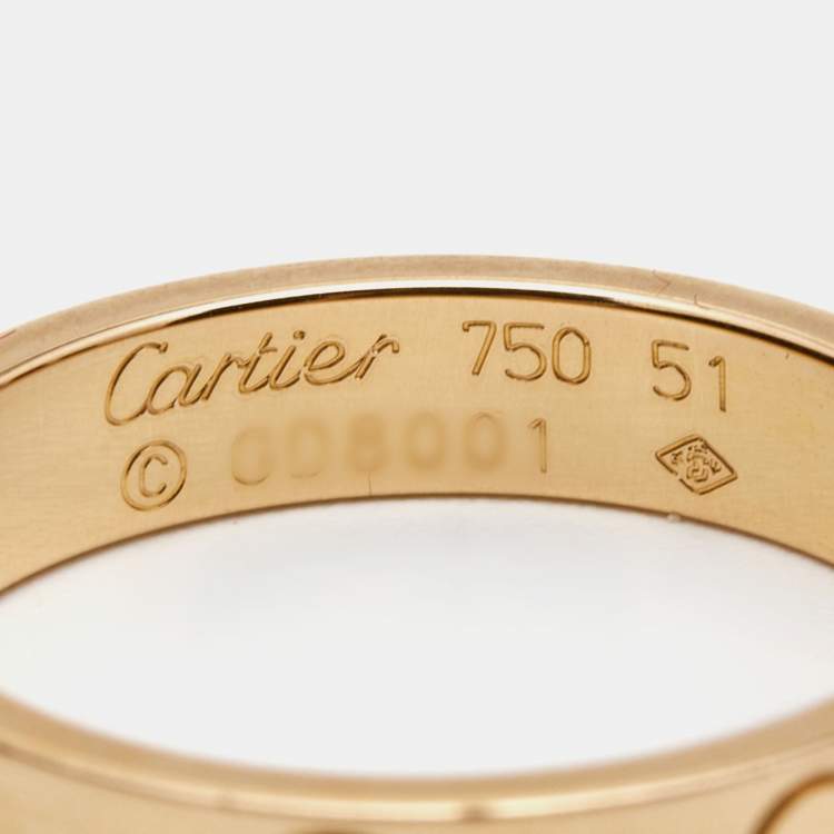 Pre Owned Cartier Love 18K Rose Gold Narrow Wedding Band Ring Size 51