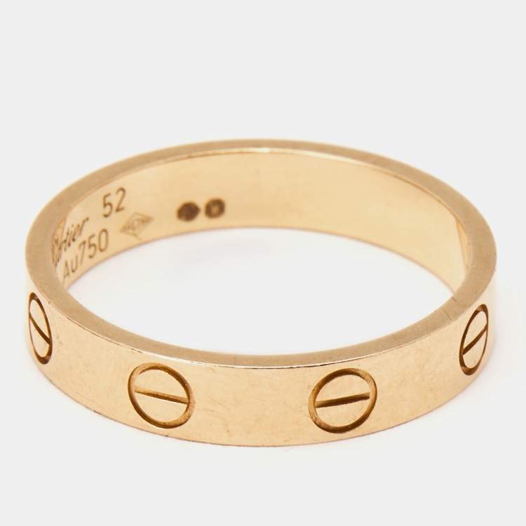 مملوكة مسبقًا Cartier Love 18k Rose Gold Wedding Band Ring Size 52