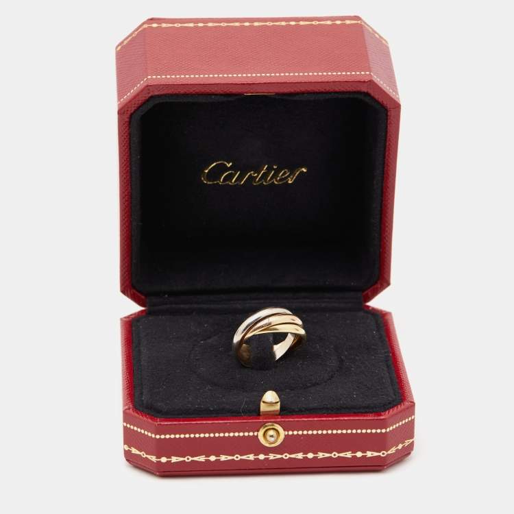 Pre Owned Cartier Trinity 18k Three Tone Gold Small Model Ring Size 51