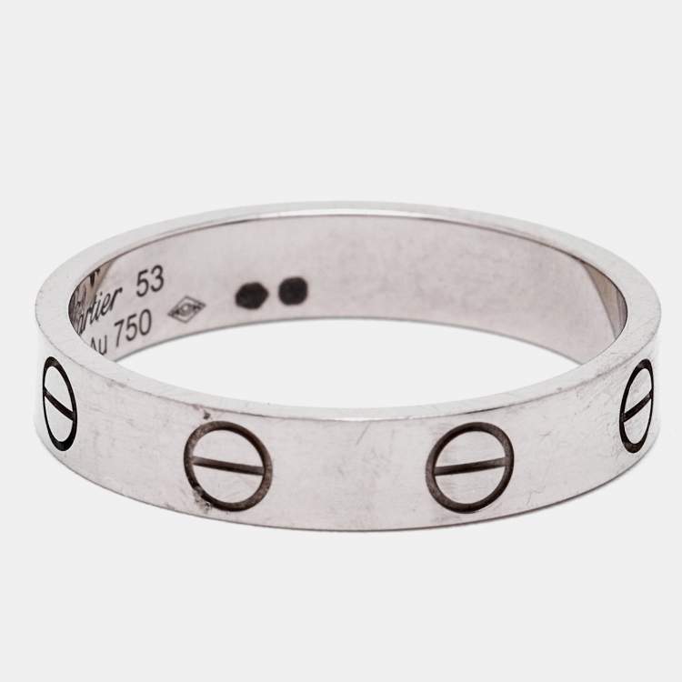 مملوكة مسبقًا Cartier Love 18k White Gold Wedding Band Ring Size 53