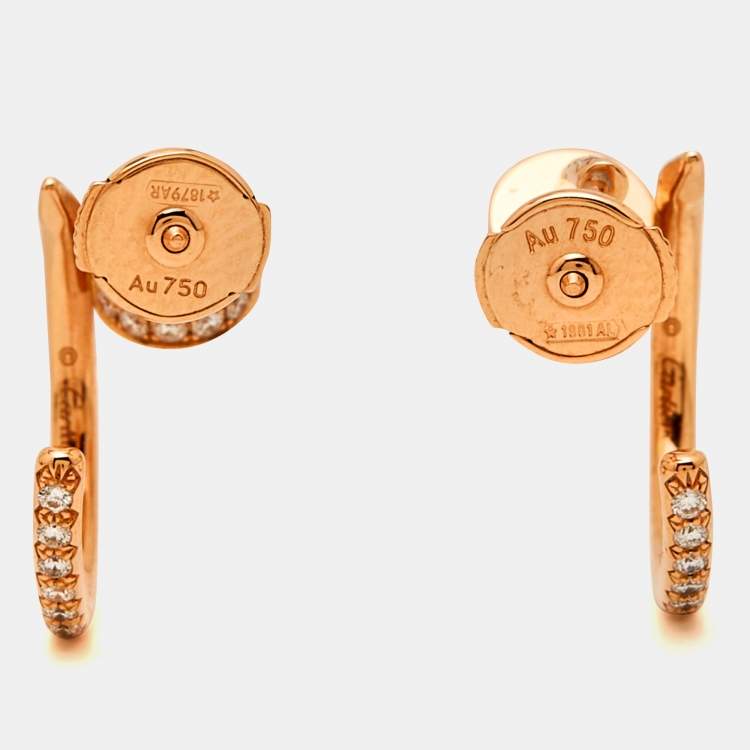 Pre Owned Cartier Juste Un Clou Diamonds 18k Rose Gold Earrings