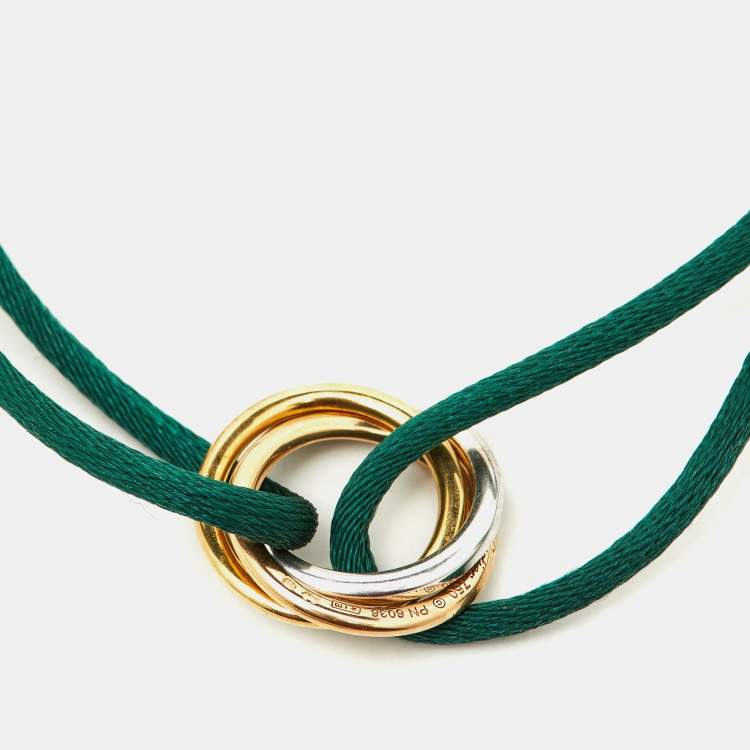 Pre Owned Cartier Trinity Diamonds 18k Three Tone Gold Adjustable Cord Bracelet
