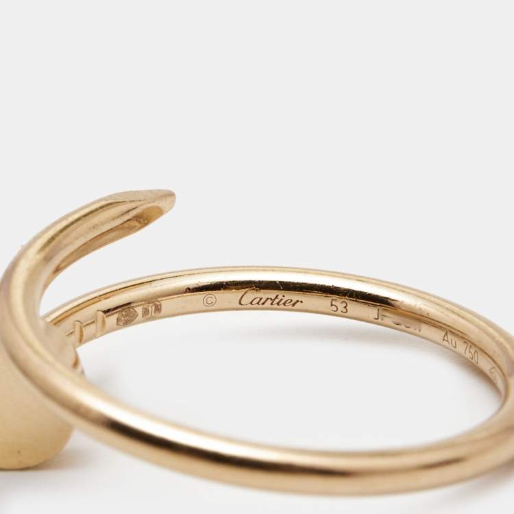 Pre Owned Cartier Juste Un Clou 18k Rose Gold Small Model Ring Size 53
