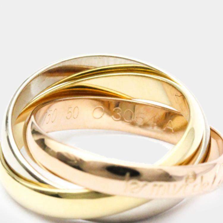 Pre Owned Cartier Les Must de Cartier 18K Yellow Rose and White Gold Ring EU 50