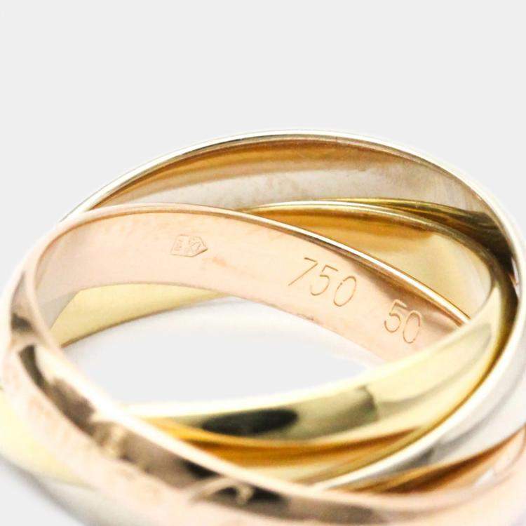Pre Owned Cartier Les Must de Cartier 18K Yellow Rose and White Gold Ring EU 50