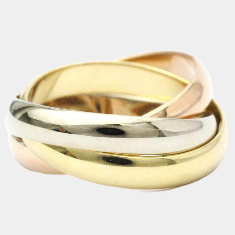 Pre Owned Cartier Les Must de Cartier 18K Yellow Rose and White Gold Ring EU 50