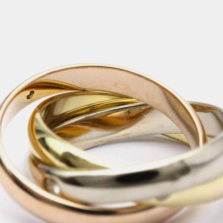 Pre Owned Cartier Trinity 18K Yellow Rose White Gold and Diamond Ring EU 51