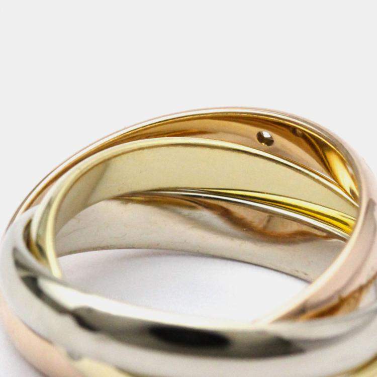 Pre Owned Cartier Trinity 18K Yellow Rose White Gold and Diamond Ring EU 51