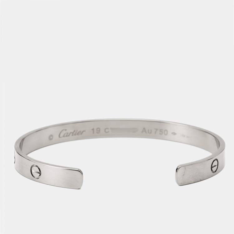 مملوكة مسبقًا Cartier Love 18k White Gold Open Cuff Bracelet 19