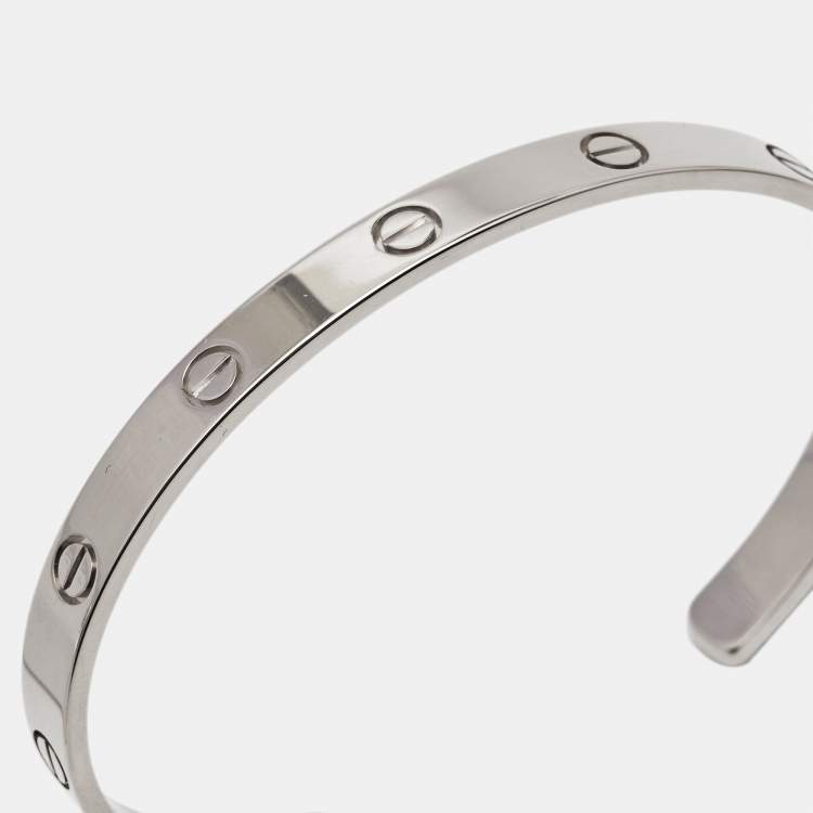 مملوكة مسبقًا Cartier Love 18k White Gold Open Cuff Bracelet 19