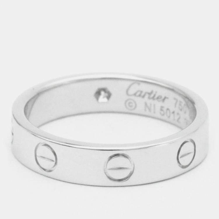 Pre Owned Cartier Love 18K White Gold Diamond Ring EU 51