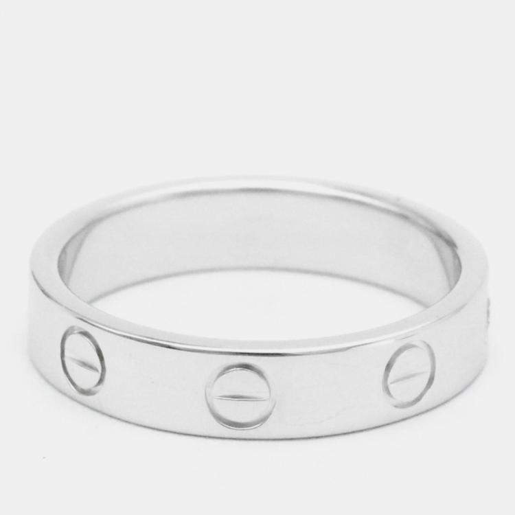 Pre Owned Cartier Love 18K White Gold Diamond Ring EU 51