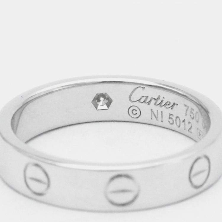 Pre Owned Cartier Love 18K White Gold Diamond Ring EU 51