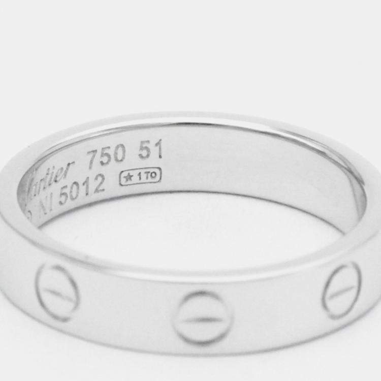 Pre Owned Cartier Love 18K White Gold Diamond Ring EU 51