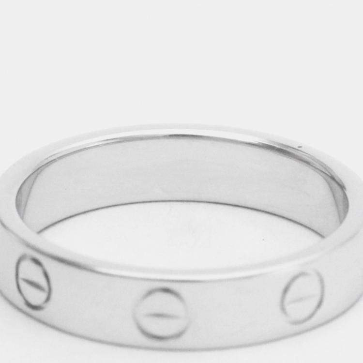 Pre Owned Cartier Love 18K White Gold Diamond Ring EU 51