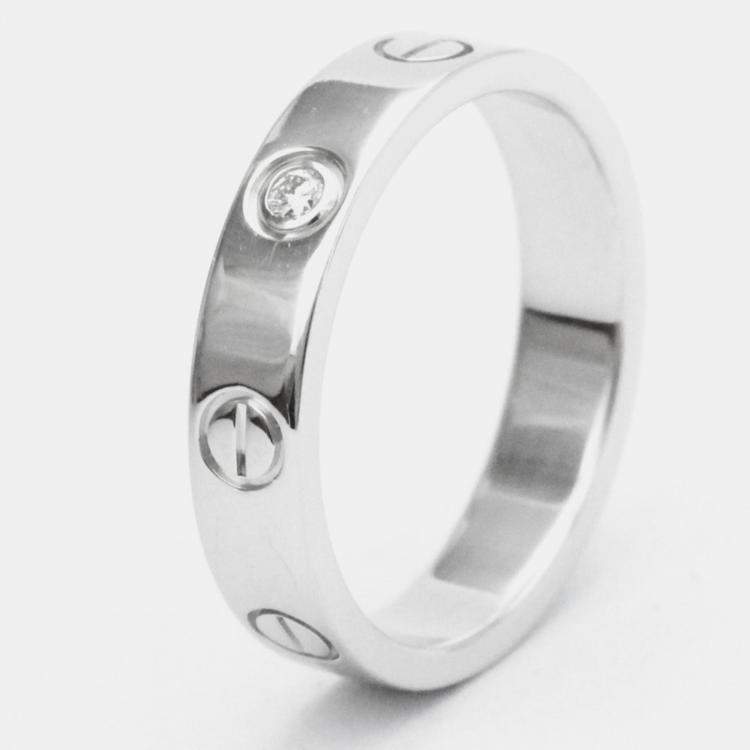 Pre Owned Cartier Love 18K White Gold Diamond Ring EU 51