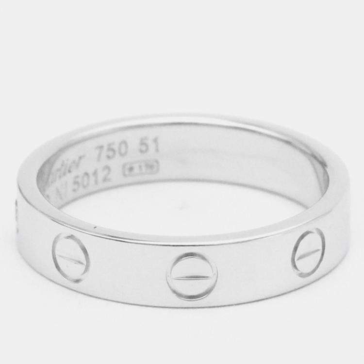 Pre Owned Cartier Love 18K White Gold Diamond Ring EU 51