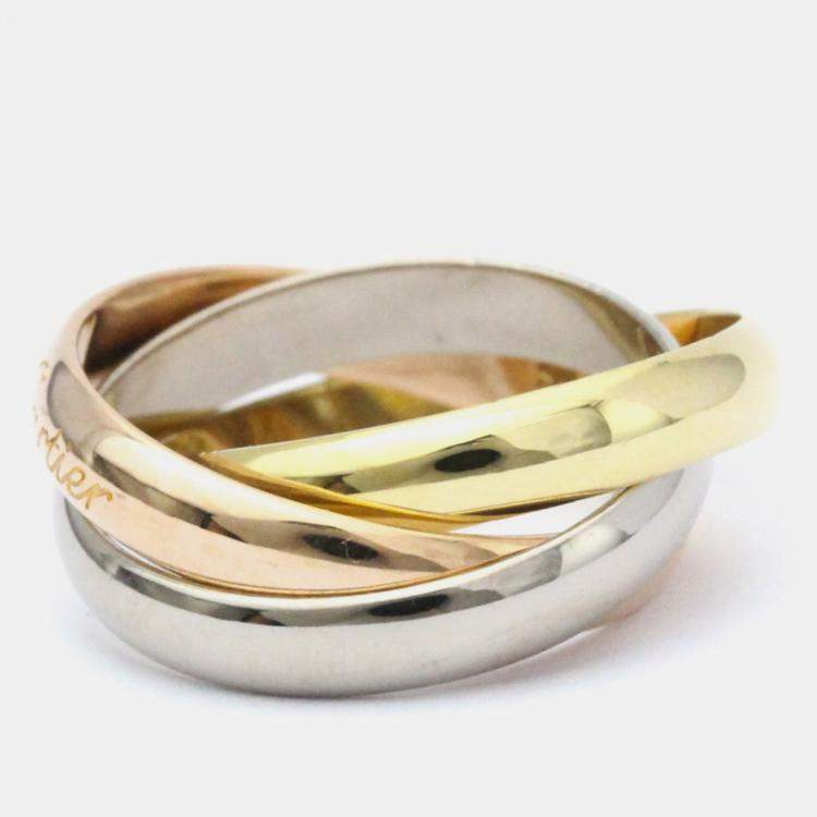 Pre Owned Cartier Trinity 18K Yellow Rose and White Gold Ring EU 51