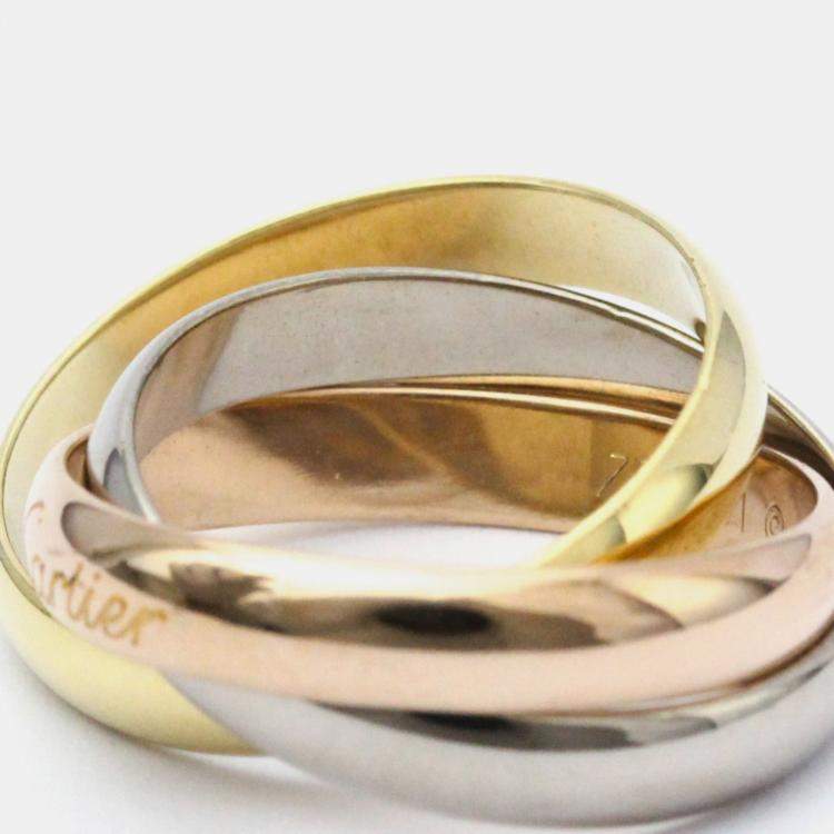 Pre Owned Cartier Trinity 18K Yellow Rose and White Gold Ring EU 51