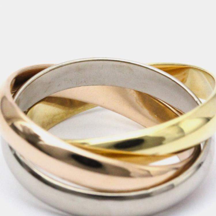 Pre Owned Cartier Trinity 18K Yellow Rose and White Gold Ring EU 51