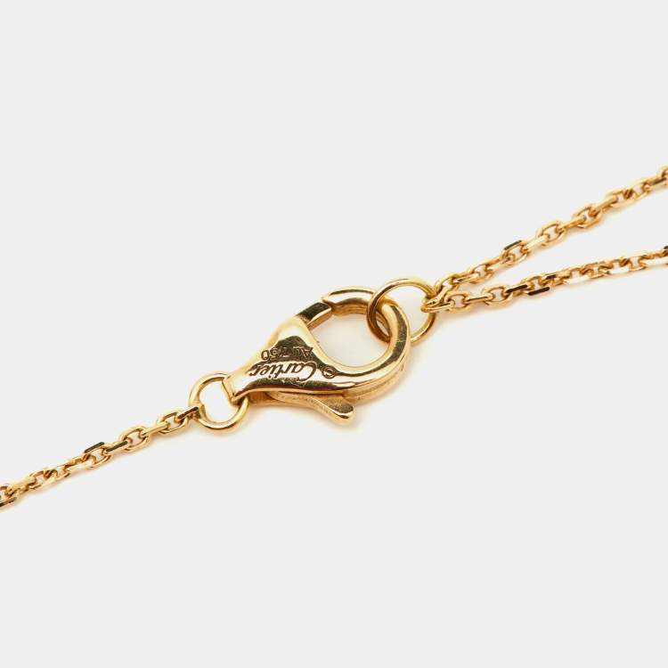 Pre Owned Cartier Amulette de Cartier Diamond Mother of Pearl 18K Yellow Gold Necklace XS