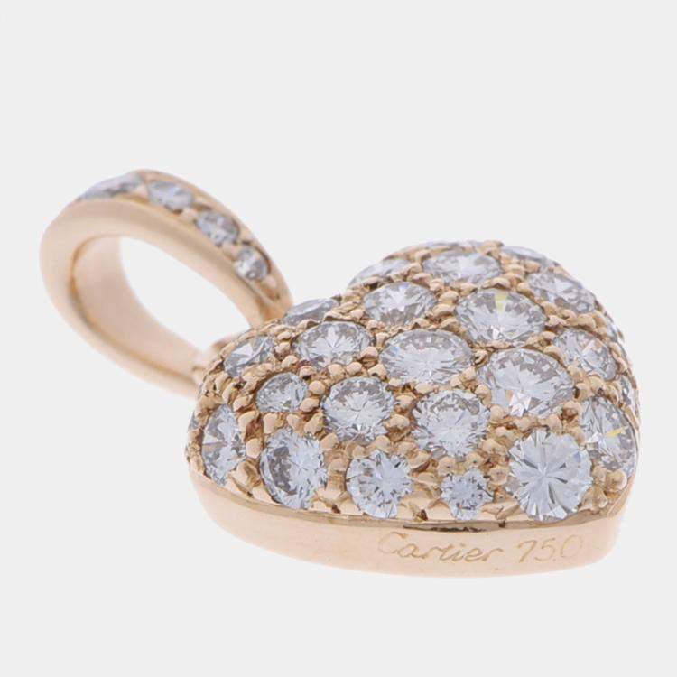 Pre Owned Cartier Hearts 18K Yellow Gold Diamond Charms and Pendants