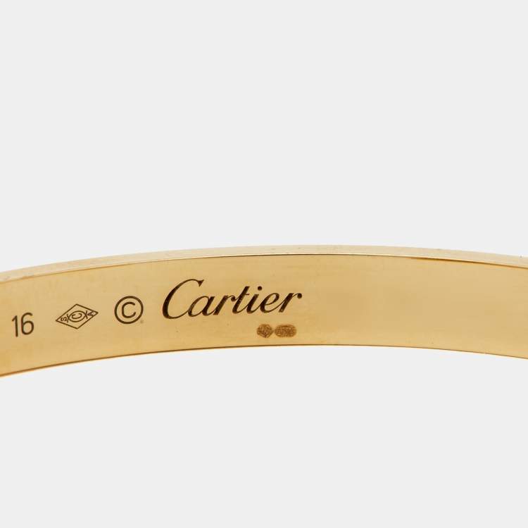 Pre Owned Cartier Love 18k Yellow Gold Open Cuff Bracelet 16