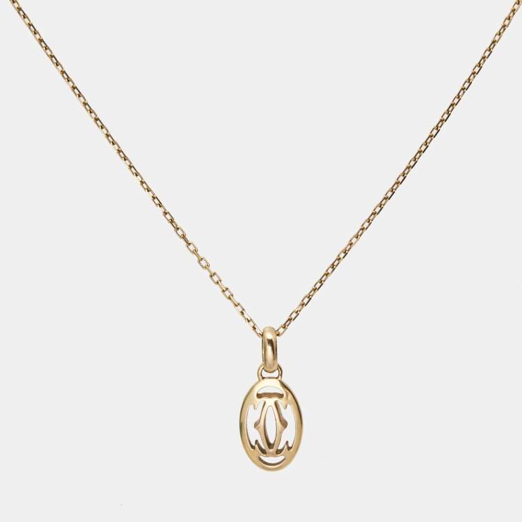 مملوكة مسبقًا Cartier Logo Diamond 18k Rose Gold Necklace