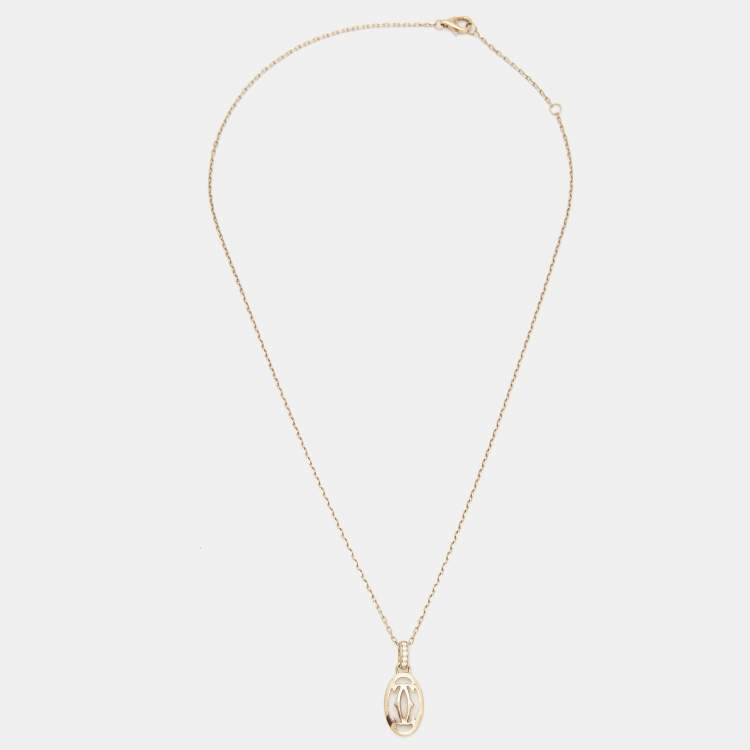 مملوكة مسبقًا Cartier Logo Diamond 18k Rose Gold Necklace