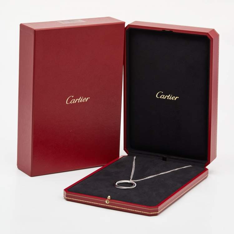 Pre Owned Cartier Trinity Diamond Ceramic 18k White Gold Very Large Model Necklace