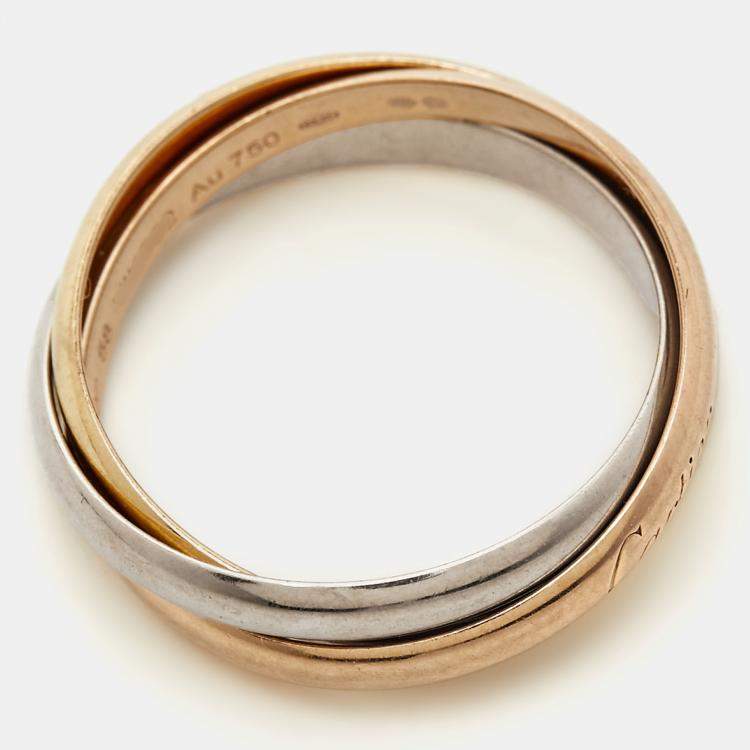 Pre Owned Cartier Trinity 18k Three Tone Gold Small Model Ring Size 58