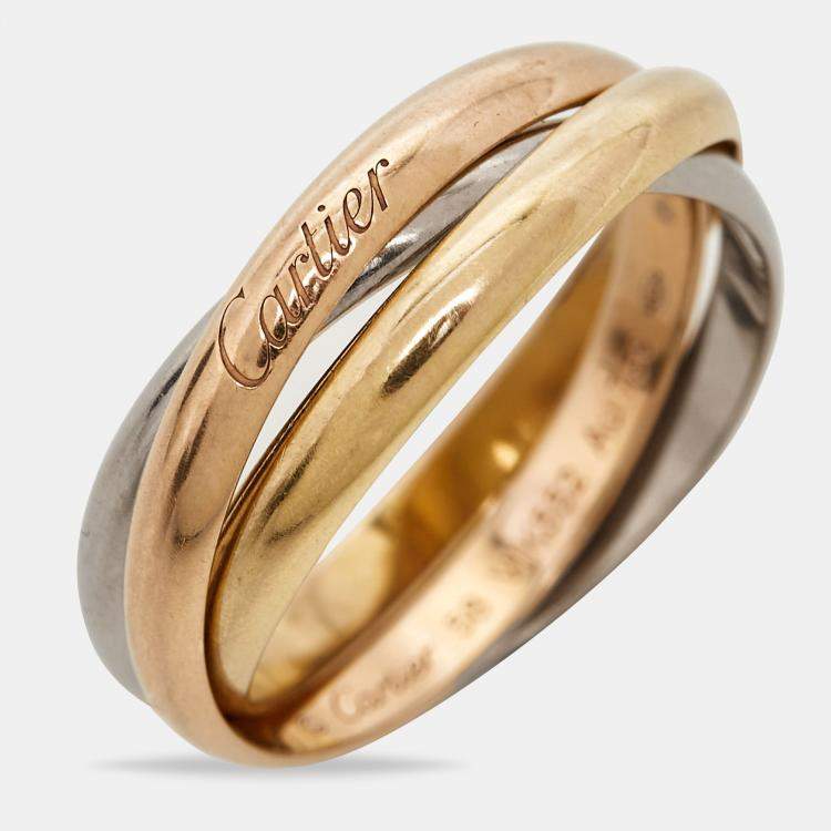 Cartier Trinity 18k Three Tone Gold Small Model Ring Size 58